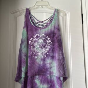 New Smyrna Beach Florida Cross Hatch Open Back Tie Dye Tank